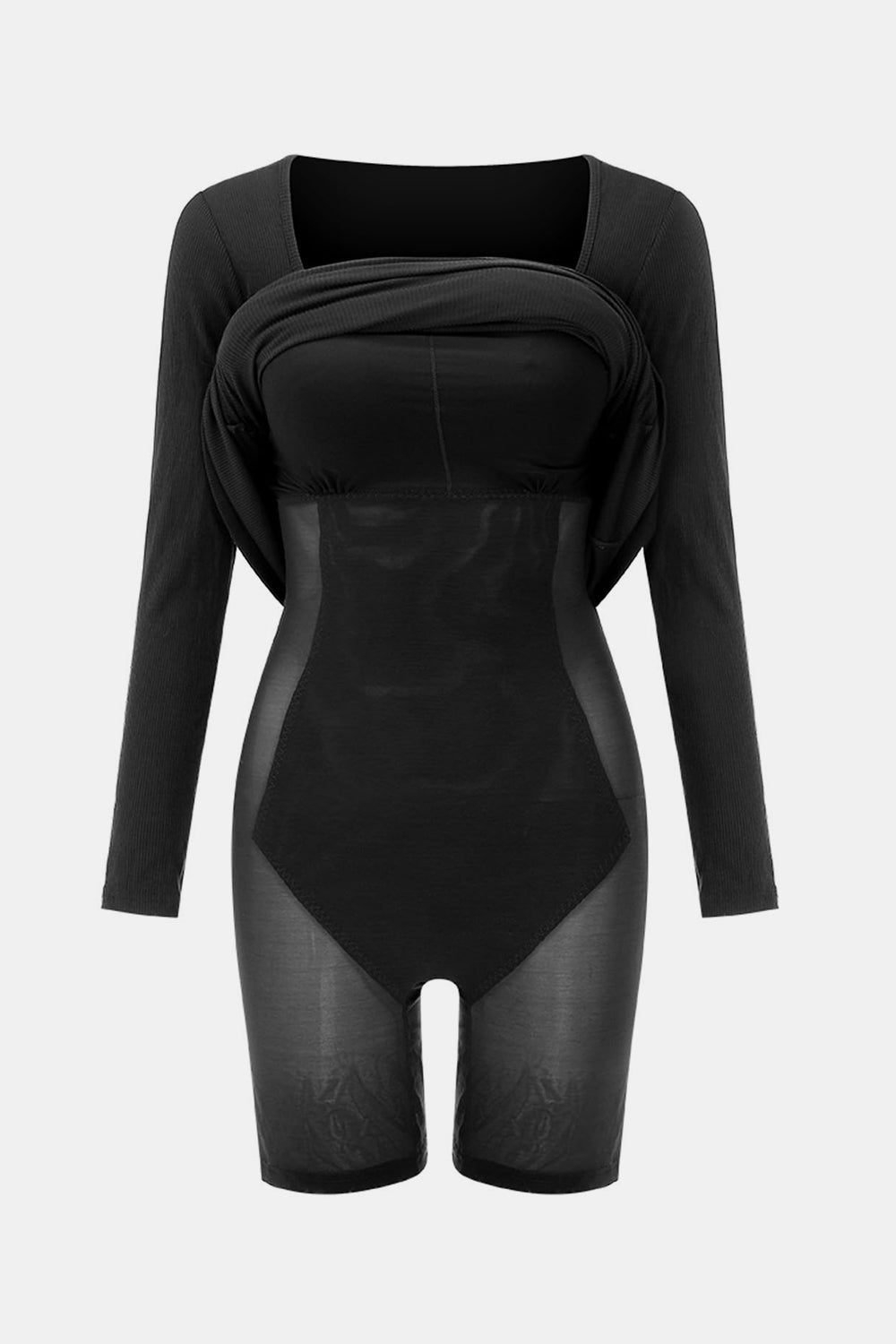 BASIC BAE BUILT-IN Shapewear SQUARE NECK LONG SLEEVE MAXI DRESS