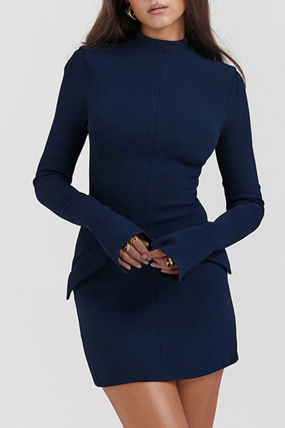 MOCK NECK LONG SLEEVE MINI DRESS