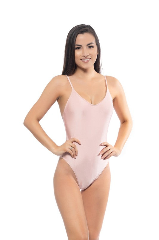 SOLID BASIC SCOOP ONE PIECE SWIMSUIT