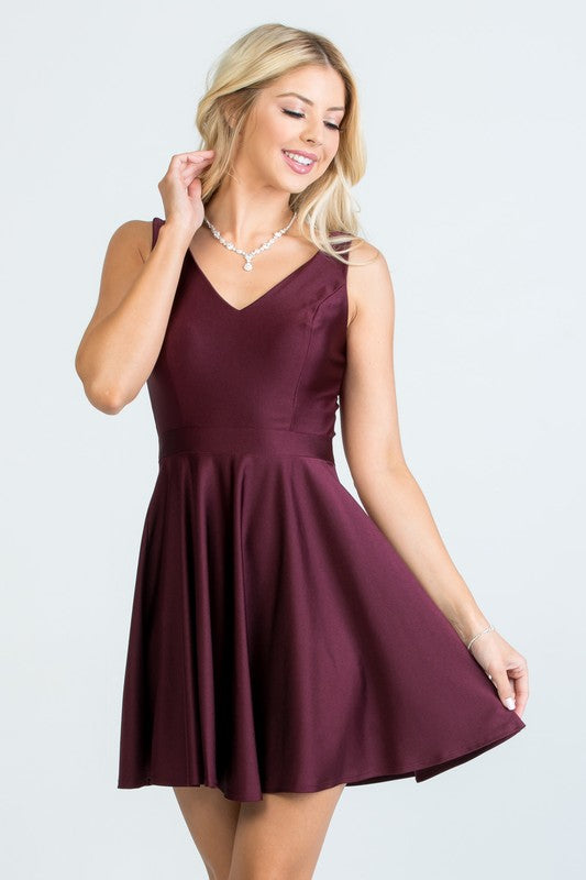 SLEEVELESS DALIA FIT AND FLARED SKATER DRESS