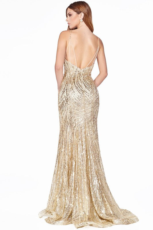 FITTED MERMAID GLITTER GOWN