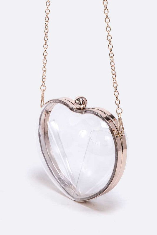 CLEAR ACRYLIC PUFF HEART CONVERTIBLE CLUTCH
