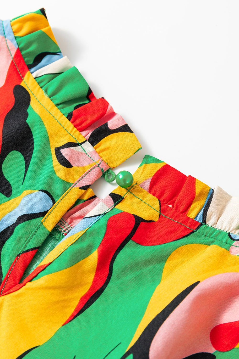 RUFFLED PRINTED CAP SLEEVE MINI DRESS