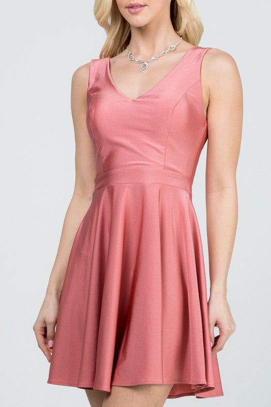 SLEEVELESS DALIA FIT AND FLARED SKATER DRESS