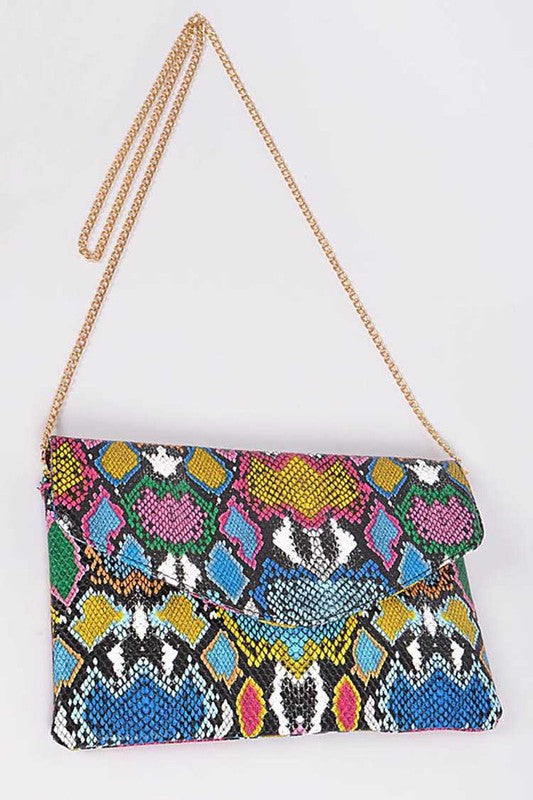 MULTI COLOR PYTHON PRINTED CONVERTIBLE ENVELOPE