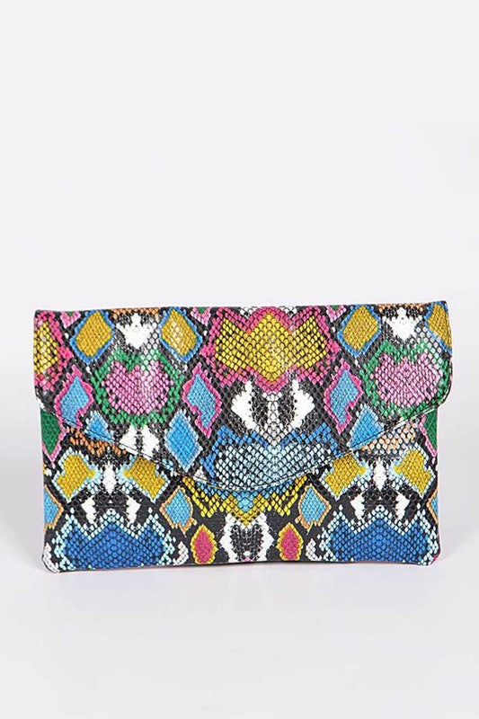 MULTI COLOR PYTHON PRINTED CONVERTIBLE ENVELOPE