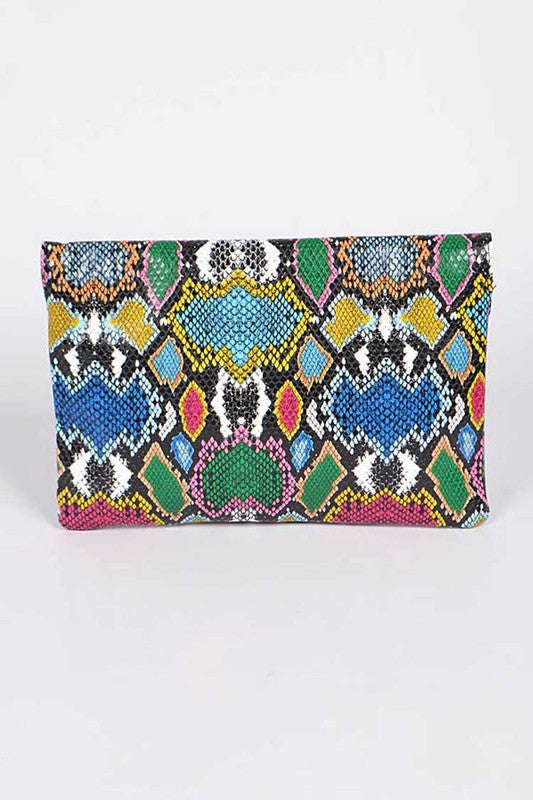 MULTI COLOR PYTHON PRINTED CONVERTIBLE ENVELOPE