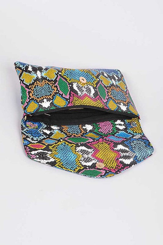 MULTI COLOR PYTHON PRINTED CONVERTIBLE ENVELOPE