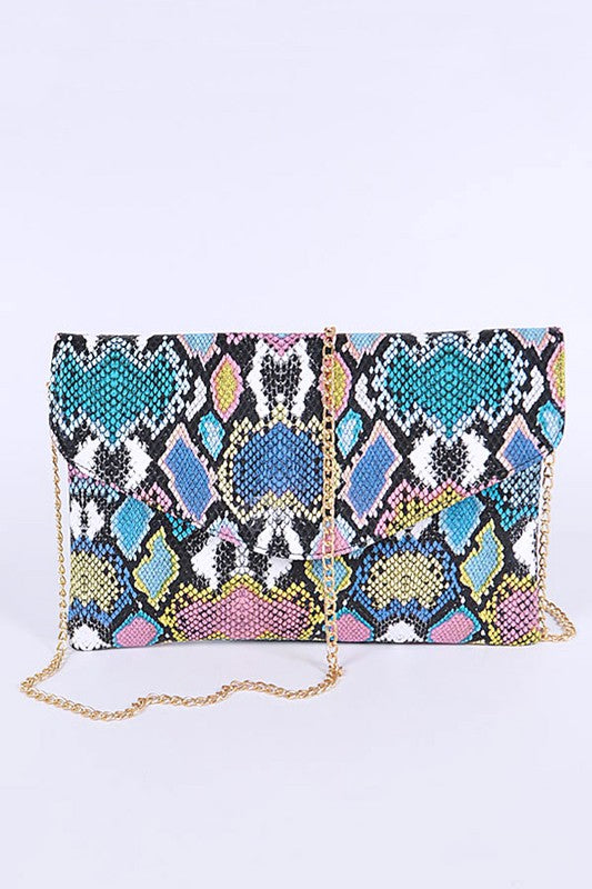 MULTI COLOR PYTHON PRINTED CONVERTIBLE ENVELOPE