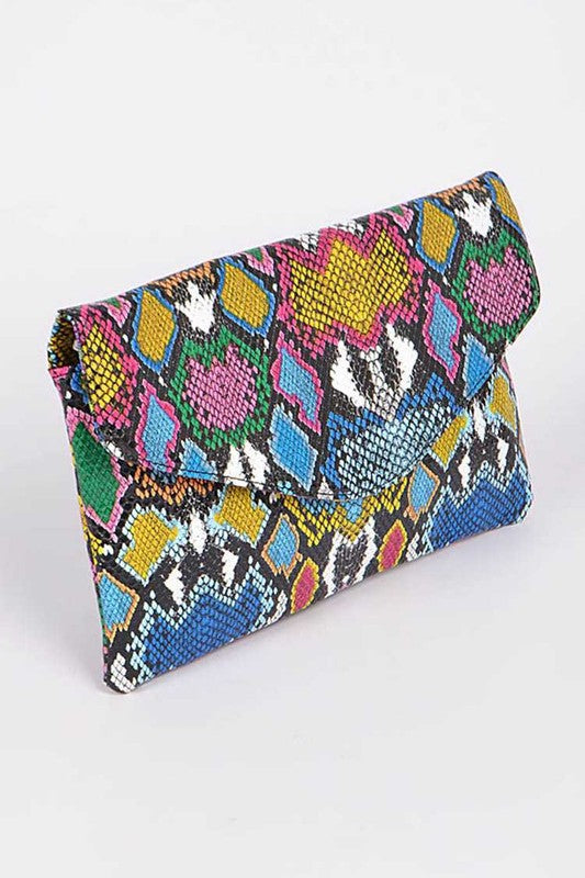 MULTI COLOR PYTHON PRINTED CONVERTIBLE ENVELOPE
