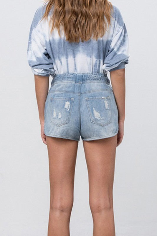 DRAWSTRING JOGGER DENIM SHORTS