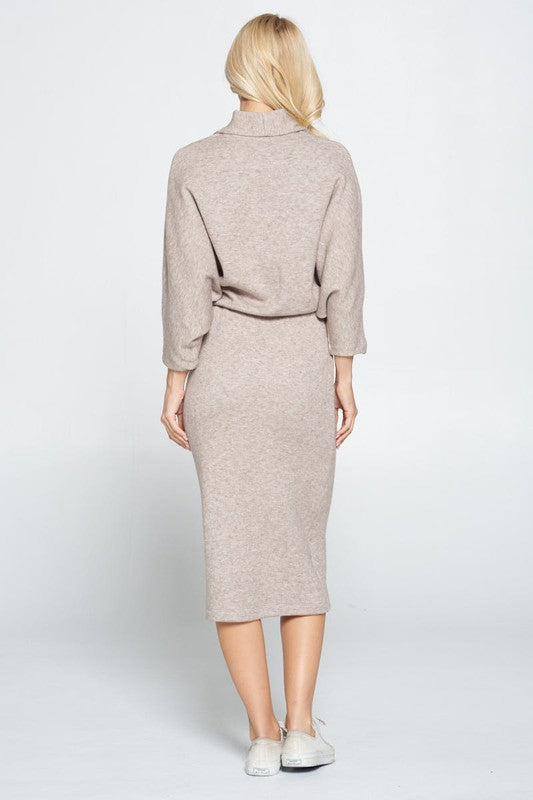 SWEATER KNIT DOLMAN SLEEVE MIDI DRESS