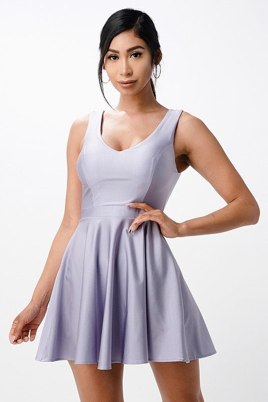 SLEEVELESS DALIA FIT AND FLARED SKATER DRESS