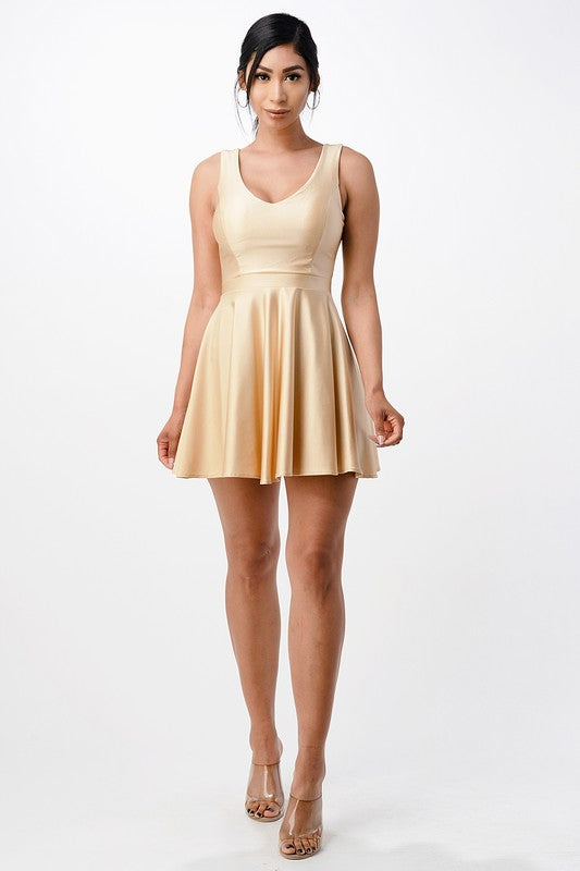 SLEEVELESS DALIA FIT AND FLARED SKATER DRESS
