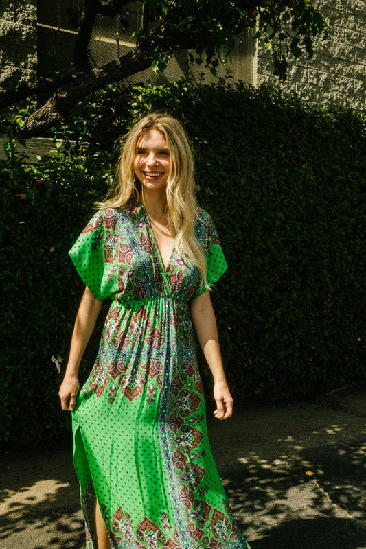 SURPLICE MAXI DRESS WITH SIDE SLIT