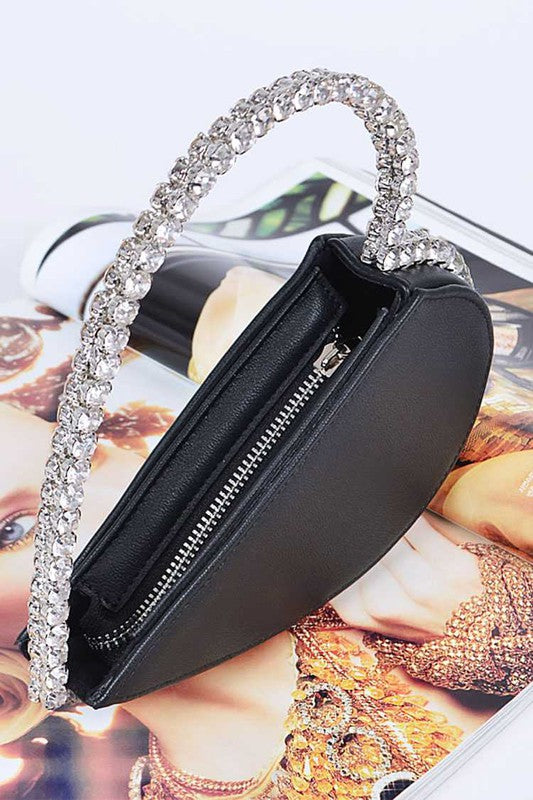 CRYSTAL HANDLE HEART CLUTCH