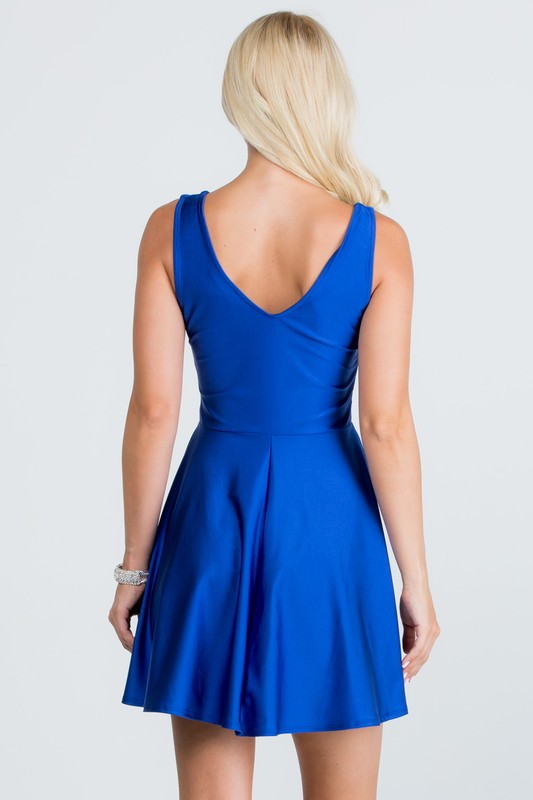 SLEEVELESS DALIA FIT AND FLARED SKATER DRESS