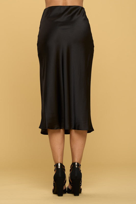 SATIN MIDI SKIRT