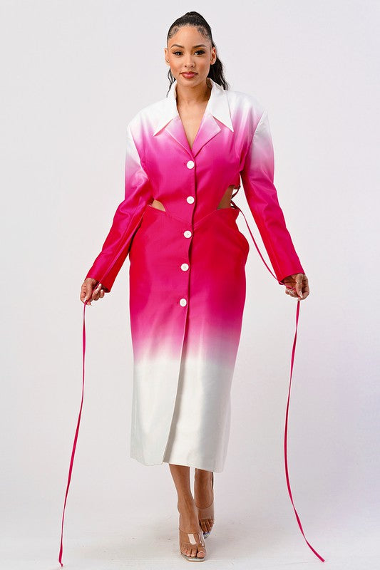 COLOR GRADIENT TRENCH COAT DRESS