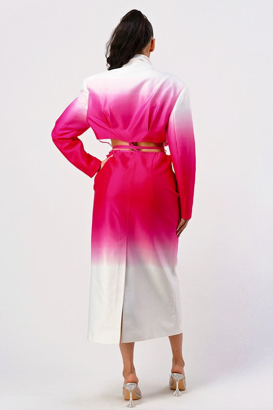COLOR GRADIENT TRENCH COAT DRESS