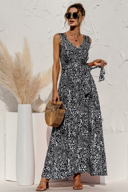 PRINTED SLEEVELESS MAXI DRESS