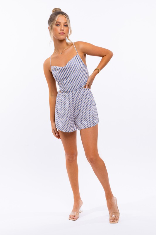 COWL NECK PRINT ROMPER