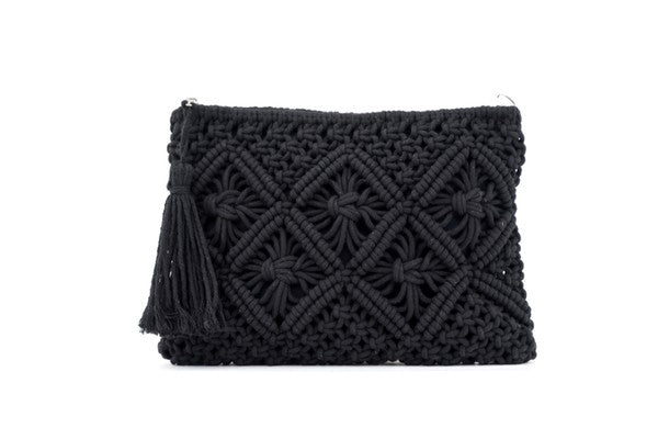 MACRAME TASSEL CLUTCH