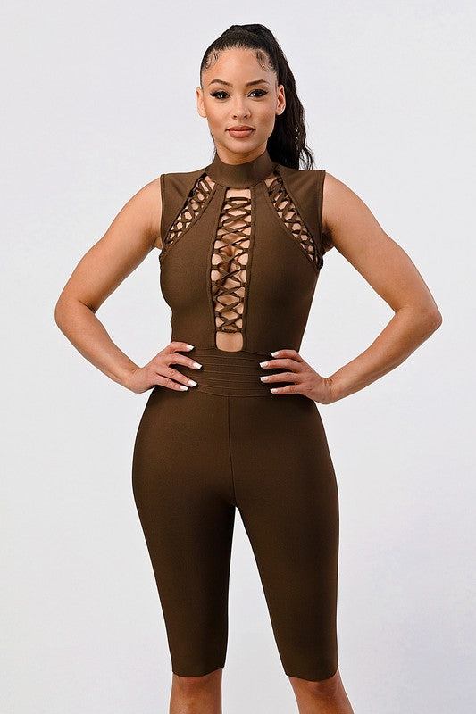 CRIS CROSS BANDAGE ROMPER
