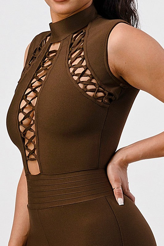CRIS CROSS BANDAGE ROMPER