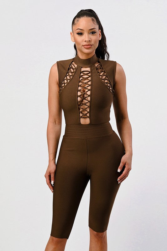 CRIS CROSS BANDAGE ROMPER