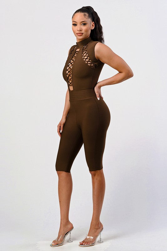 CRIS CROSS BANDAGE ROMPER