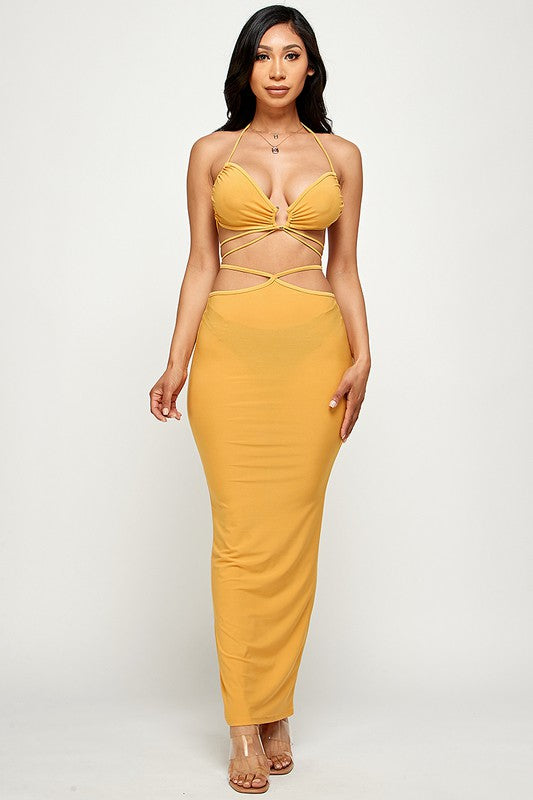 BRA TOP AND MAXI SKIRT SET