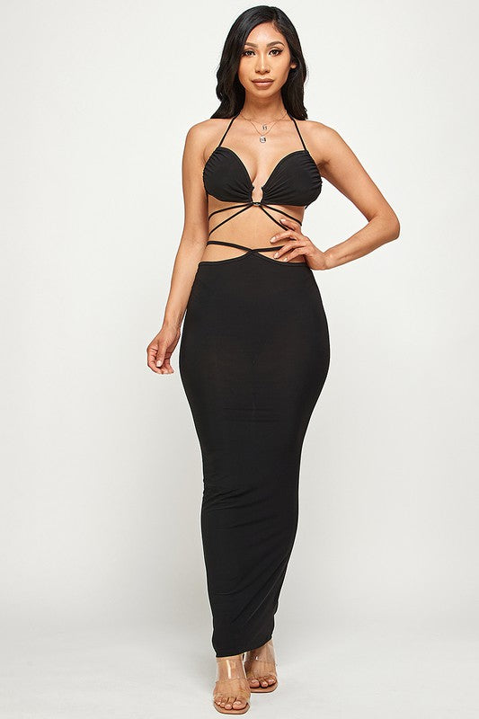 BRA TOP AND MAXI SKIRT SET