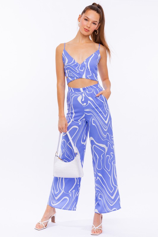 PRINTED SURPLICE CROP TOP