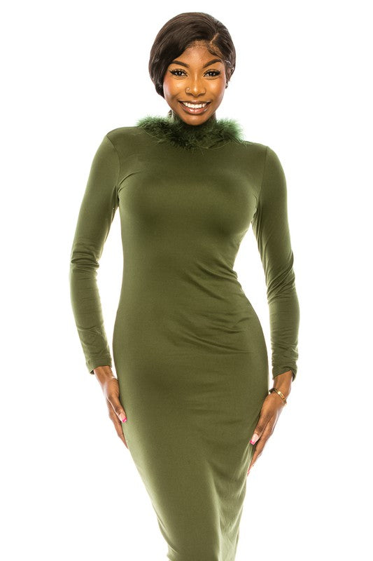 LONG SLEEVE BODYCON DRESS WITH HOODIE