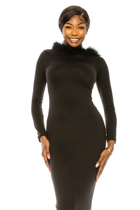 LONG SLEEVE BODYCON DRESS WITH HOODIE