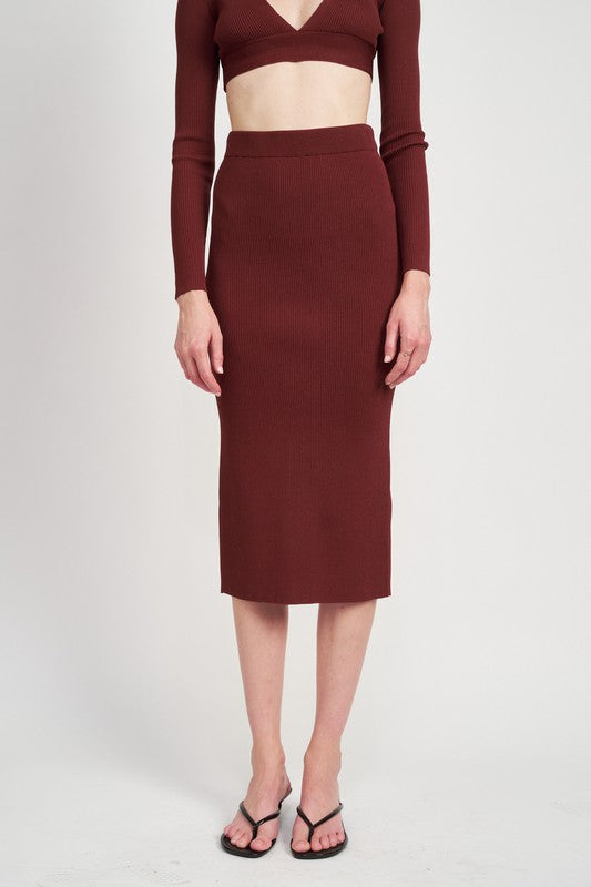 HIGH WAIST MIDI PENCIL SKIRT
