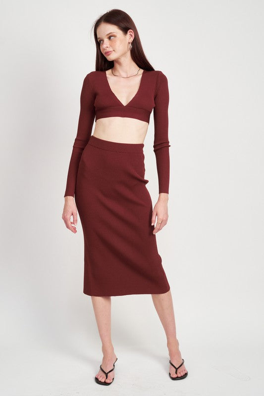 HIGH WAIST MIDI PENCIL SKIRT