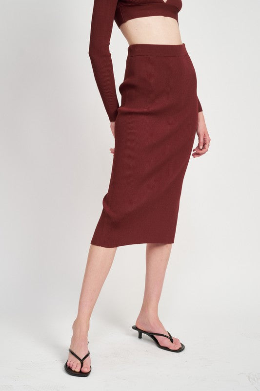 HIGH WAIST MIDI PENCIL SKIRT
