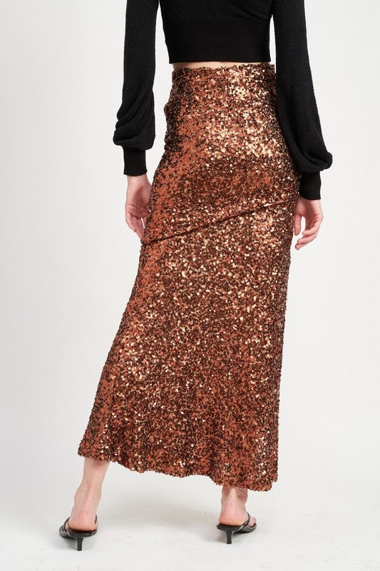 SEQUIN WAIST MAXI SKIRT