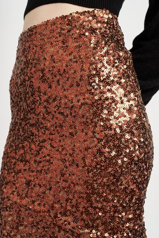 SEQUIN WAIST MAXI SKIRT