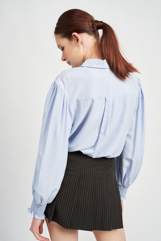 BUTTON UP COLLARED BLOUSE