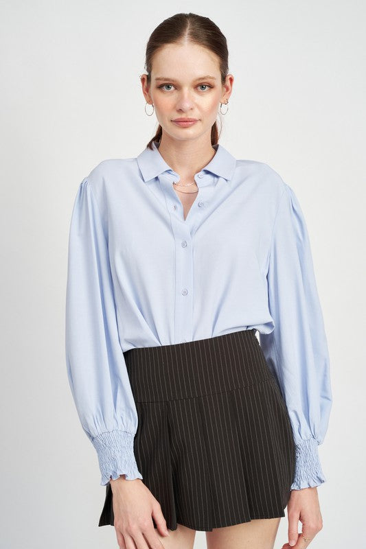 BUTTON UP COLLARED BLOUSE