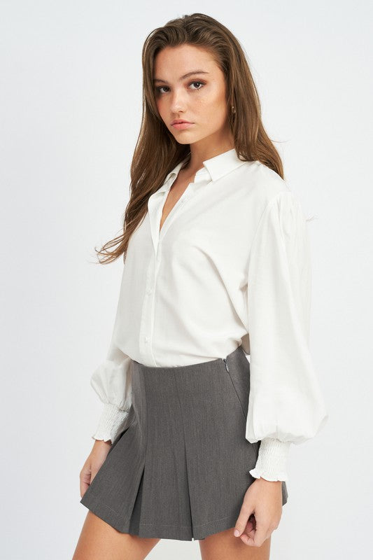 BUTTON UP COLLARED BLOUSE