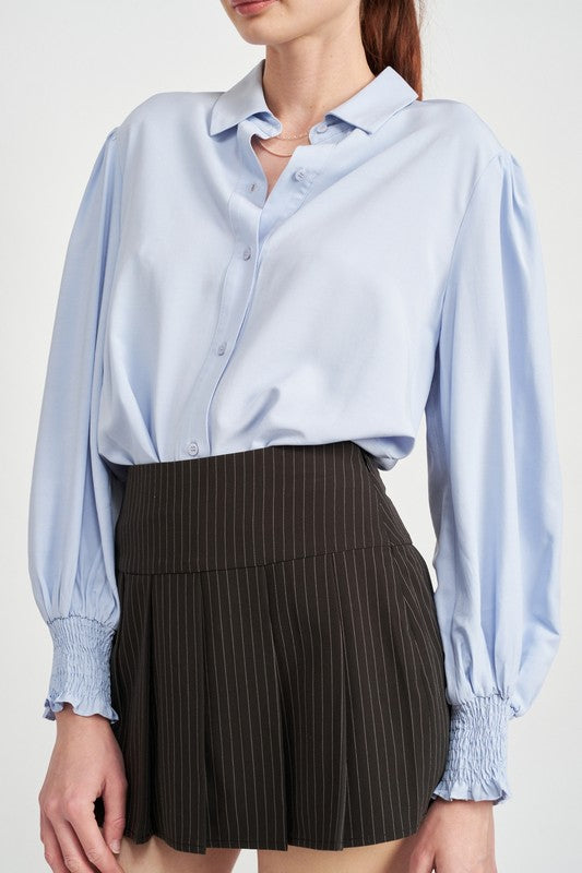 BUTTON UP COLLARED BLOUSE