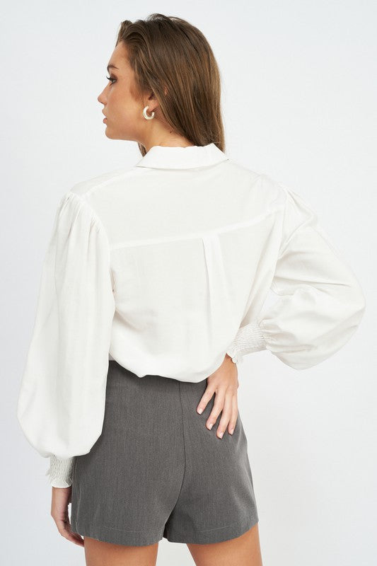 BUTTON UP COLLARED BLOUSE