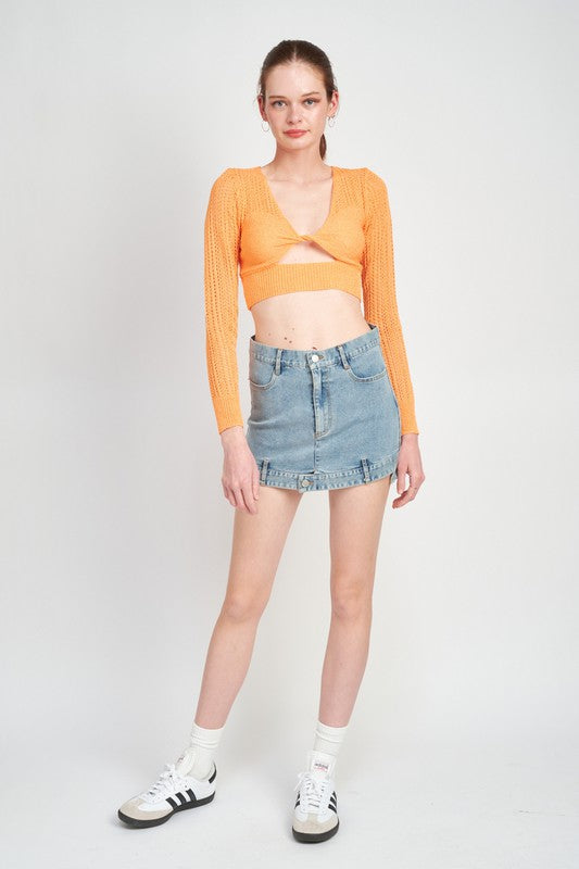 CROCHET CROP TOP WITH TWIST FRONT DETAIL
