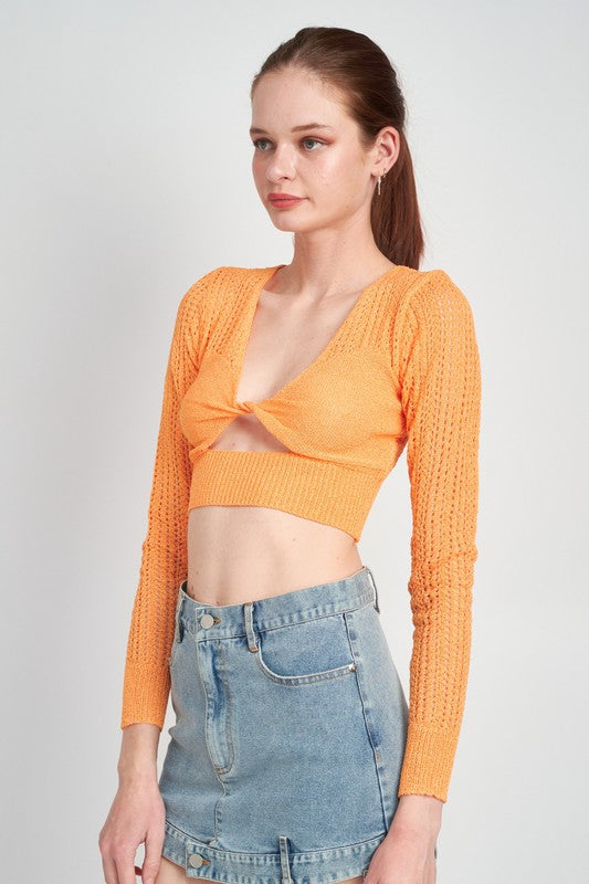 CROCHET CROP TOP WITH TWIST FRONT DETAIL