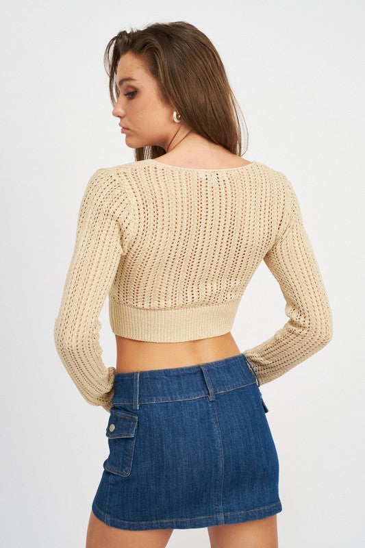 CROCHET CROP TOP WITH TWIST FRONT DETAIL
