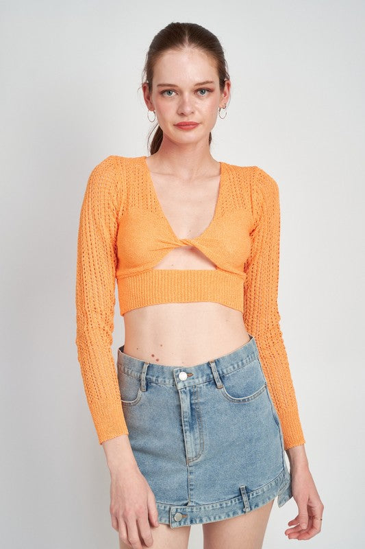 CROCHET CROP TOP WITH TWIST FRONT DETAIL